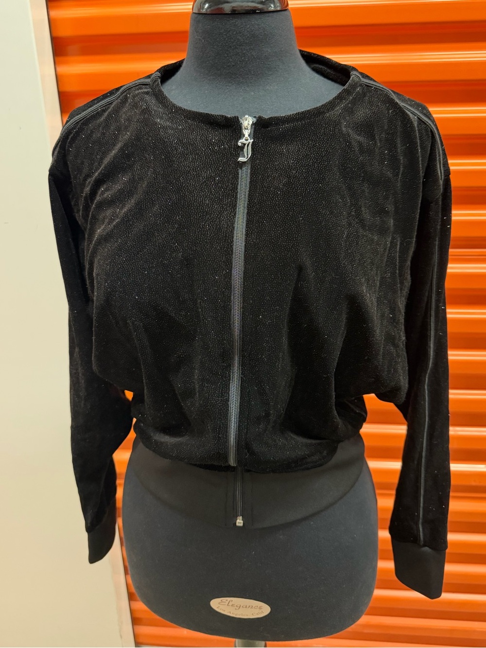 NWT Juicy Couture Black Velvet Zip-Front Women's Jacket